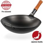 Small Yosukata 14" Black Carbon Steel Wok Pan