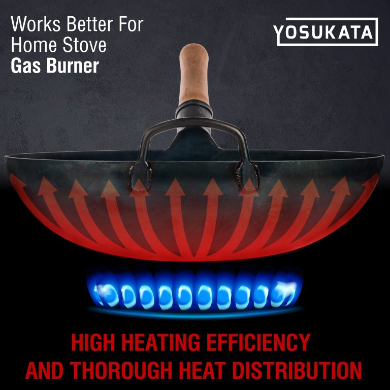 Yosukata 14-inch (36cm) Pre-Seasoned Blue Carbon Steel Wok with Round Bottom – UK