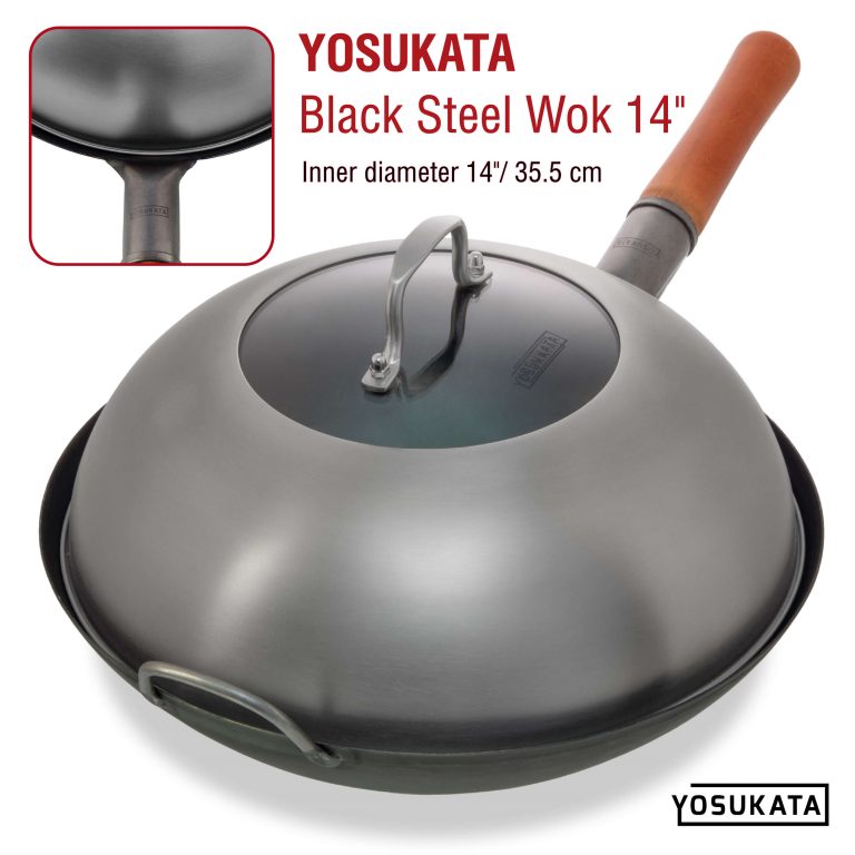 Yosukata 13,6-inch Stainless Steel Wok Lid with Tempered Glass Insert – UK