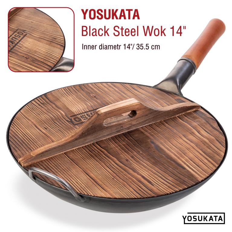 Yosukata 14-inch Wooden Wok Lid with Carbonized Finish – UK