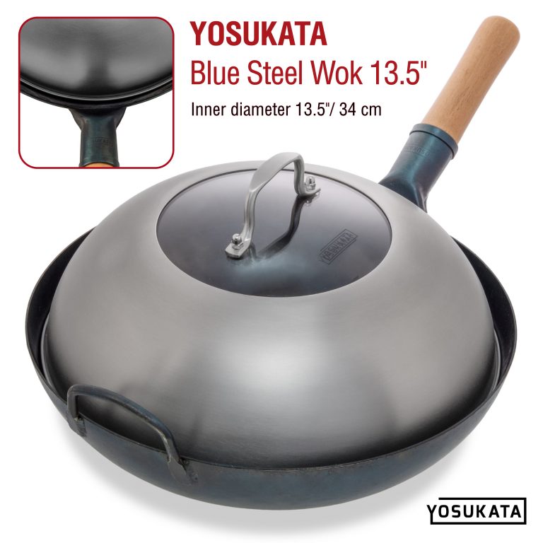 Yosukata 12,8-inch Stainless Steel Wok Lid with Tempered Glass Insert – UK